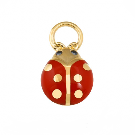 14k Removable Enamel Ladybug Hoop Charms