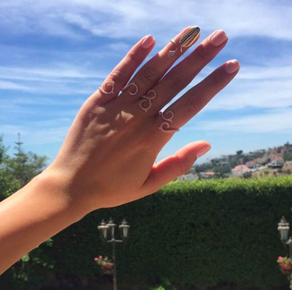 Diamond Drop Golden Nail Ring