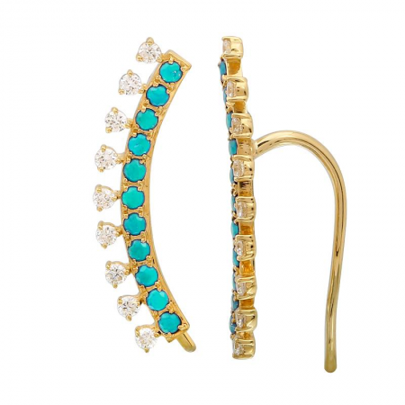 14k Diamond Cut Turquoise Ear Crawler