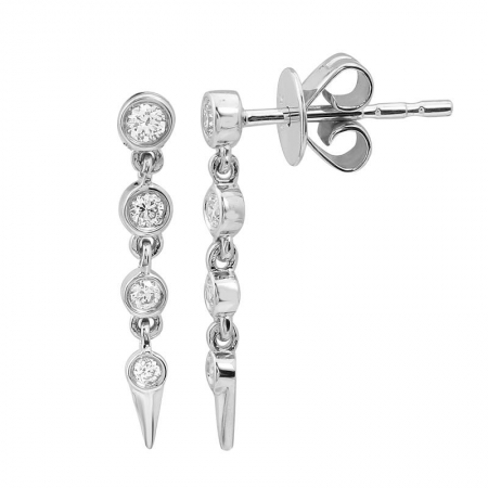 14k Four Diamond Dangling Earrings