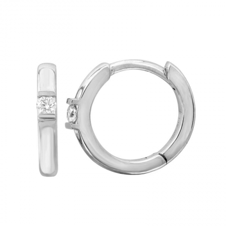 14k Single Diamond Huggie Earrings