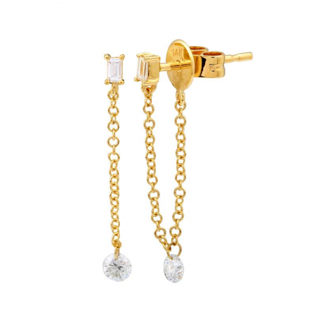 14k Floating Chain Diamond Earrings