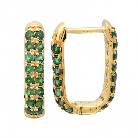 14k Double Row Tsavorite Hoop Earrings