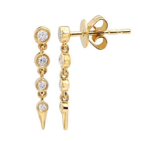 14k Four Diamond Dangling Earrings