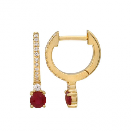14k Ruby Huggie Earrings
