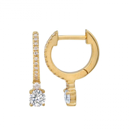 14k White Diamond Floating Huggie Earrings