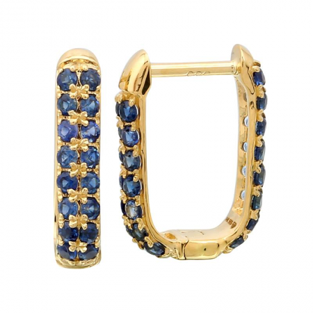 14k Double Row Sapphire Hoop Earrings