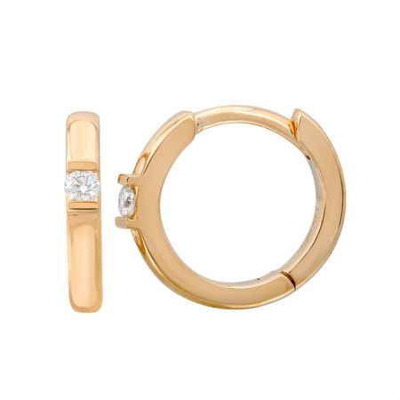 14k Single Diamond Huggie Earrings