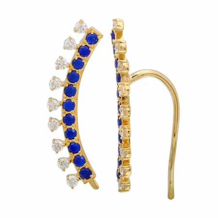 14k  Diamond Cut Lapis Ear Crawler