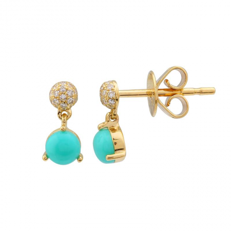 14k Turquoise Diamond Earrings