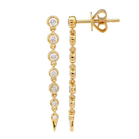 14k Seven Diamond Dangling Earrings